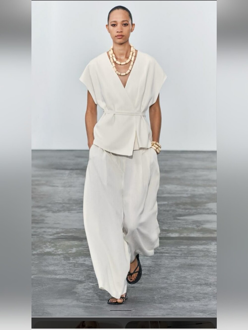 Zara Linen Blend ZW Collection Palazzo Wide Leg Pants - Picture 3 of 15